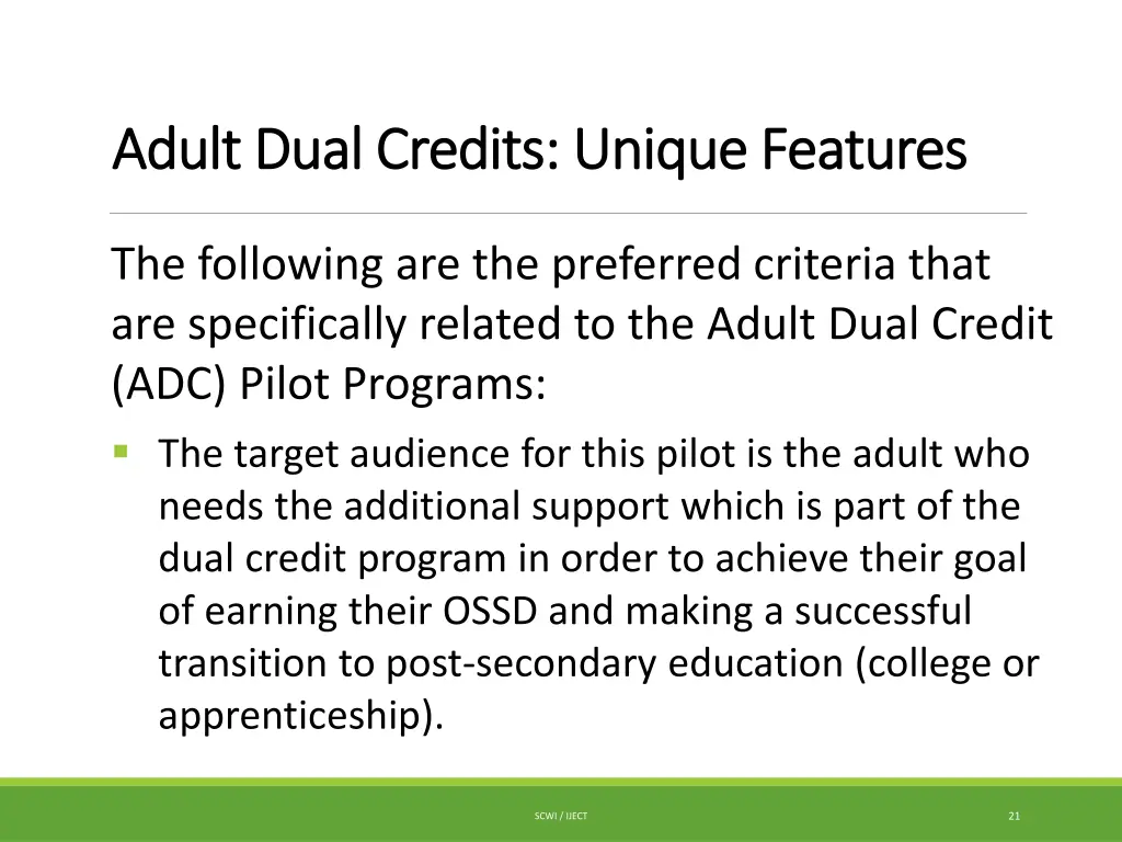 adult dual credits unique features adult dual