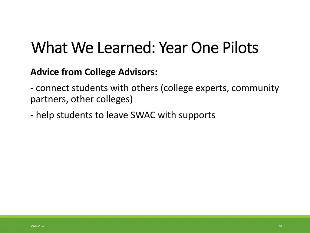 what we learned year one pilots what we learned 2