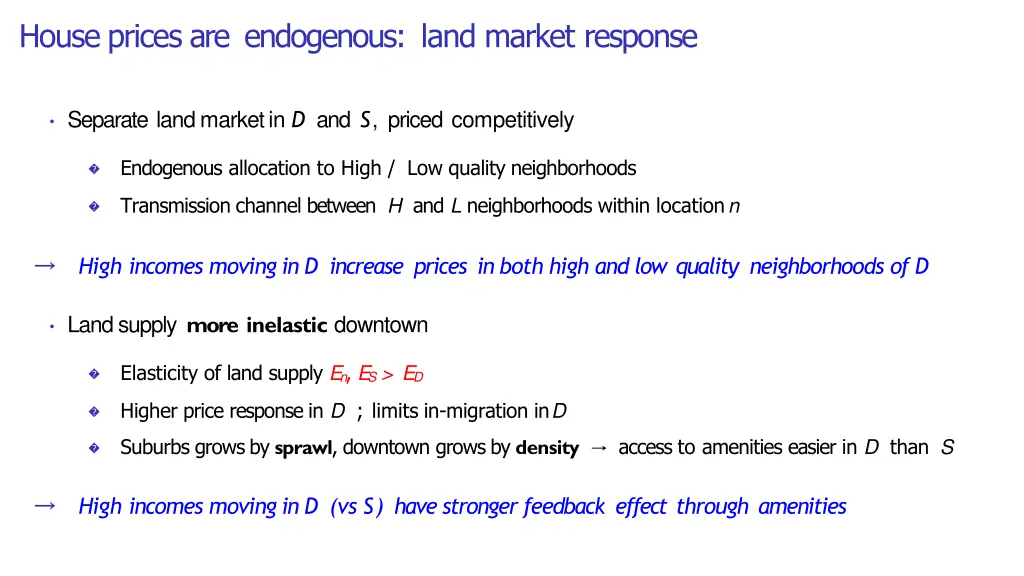 house prices are endogenous land market response