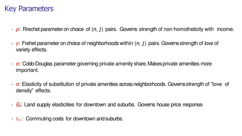 key parameters