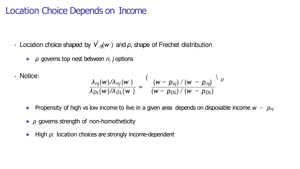 location choice depends on income