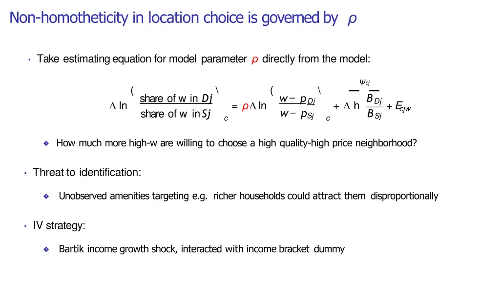 non homotheticity in location choice is governed