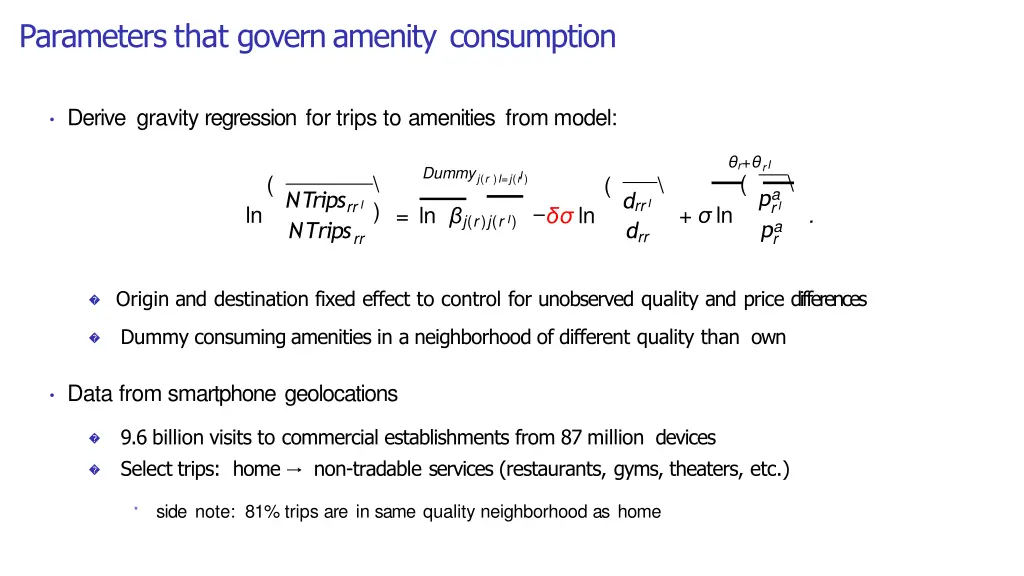 parameters that govern amenity consumption