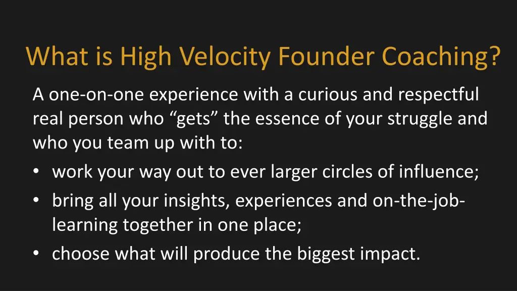 what is high velocity founder coaching