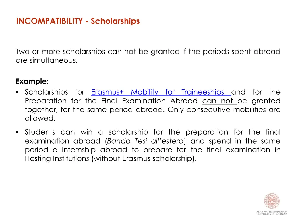 incompatibility scholarships