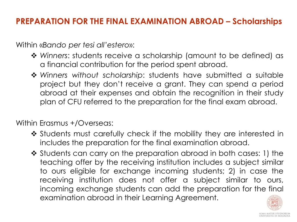 preparation for the final examination abroad 1