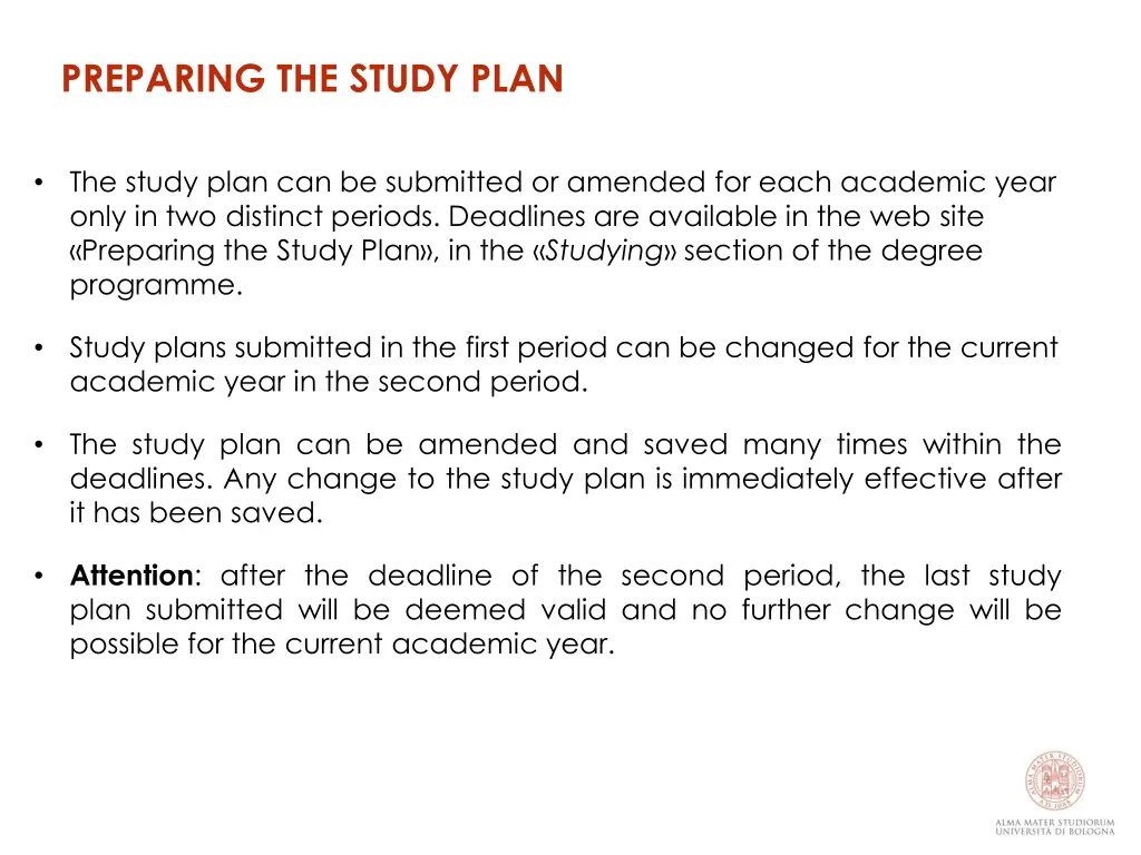 preparing the study plan