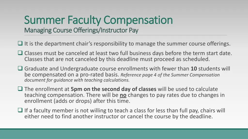 summer faculty compensation summer faculty
