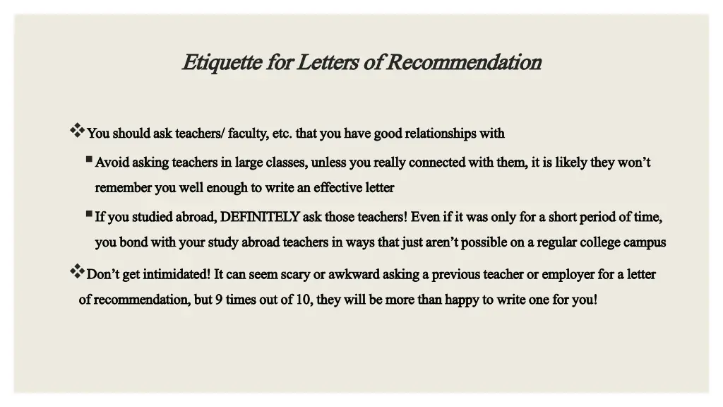 etiquette for letters of recommendation etiquette