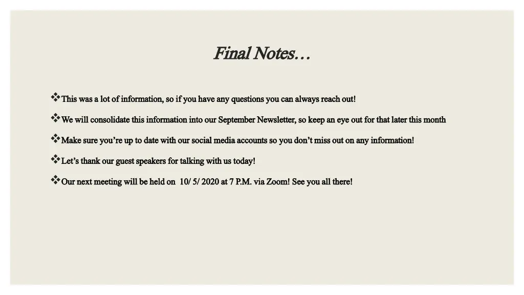 final notes final notes