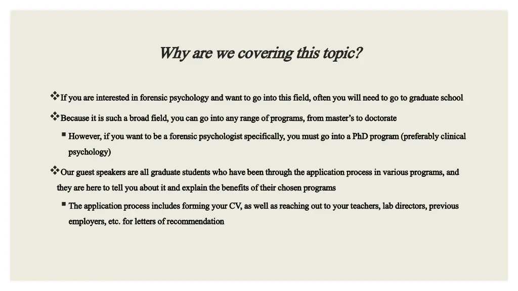 why are we covering this topic