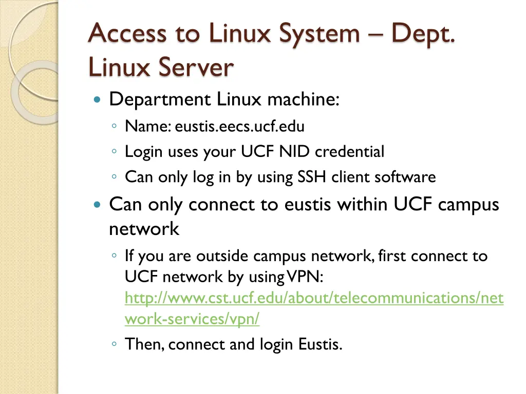access to linux system dept linux server