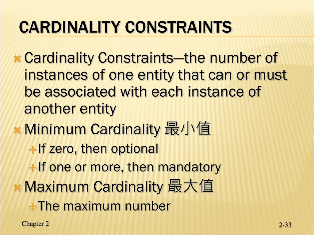 cardinality constraints