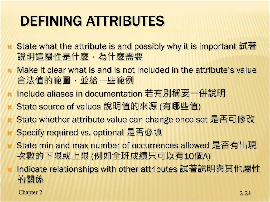 defining attributes