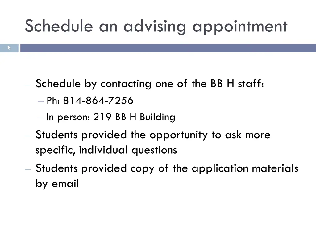 schedule an advising appointment