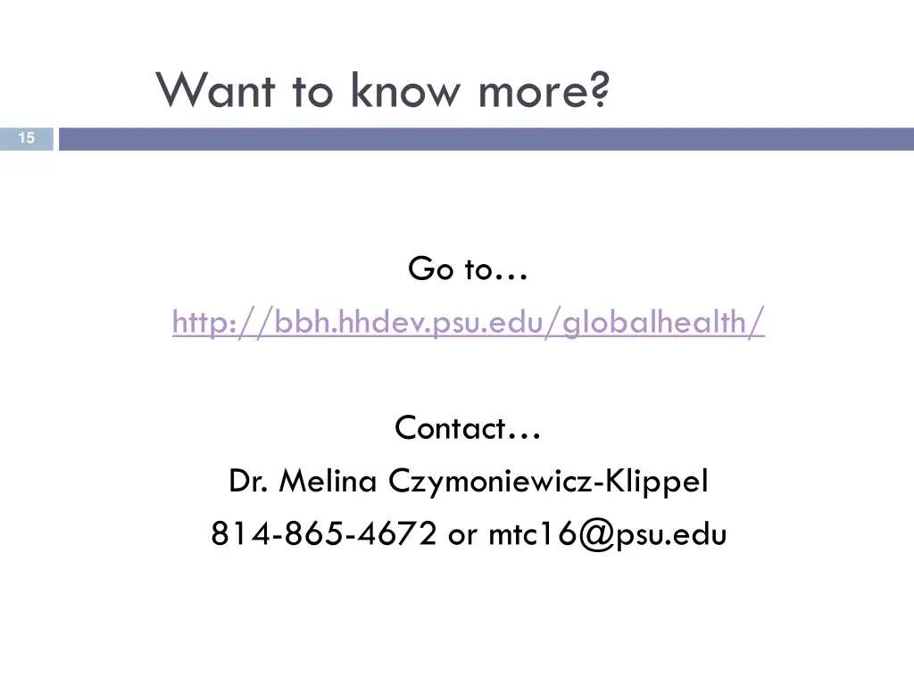 want to know more