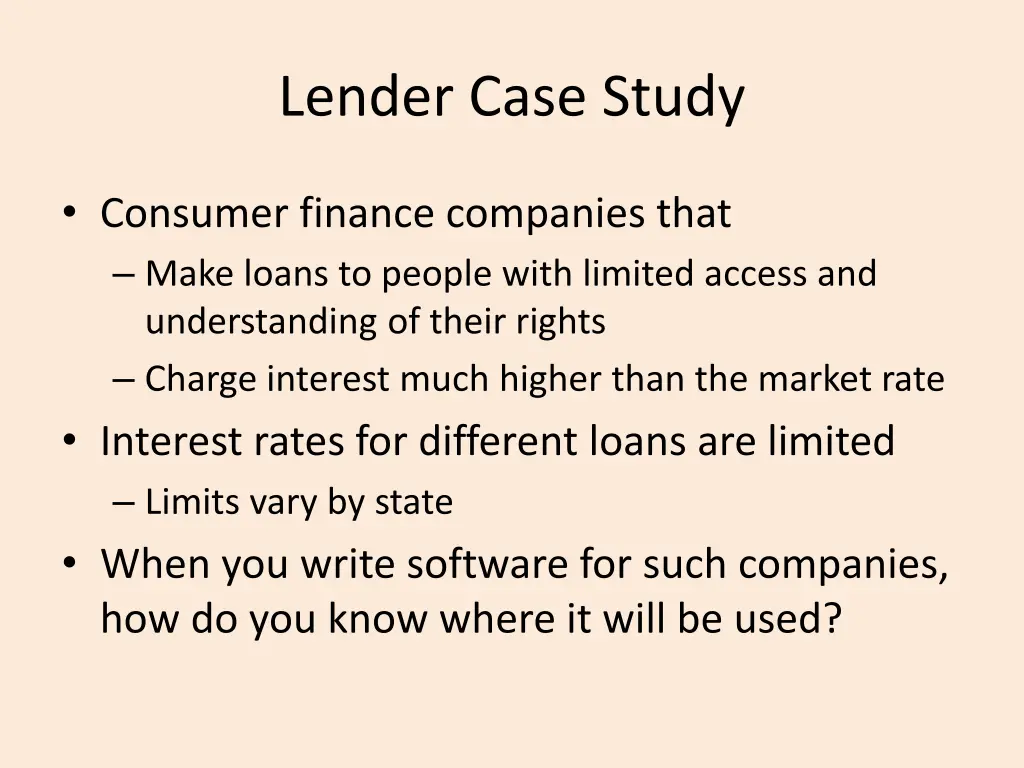 lender case study