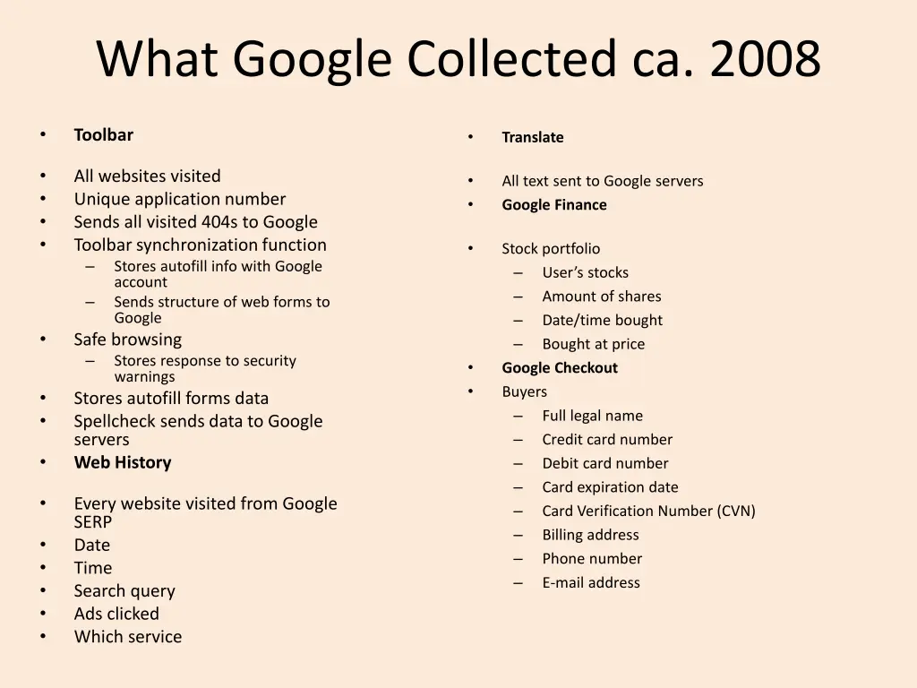 what google collected ca 2008 1