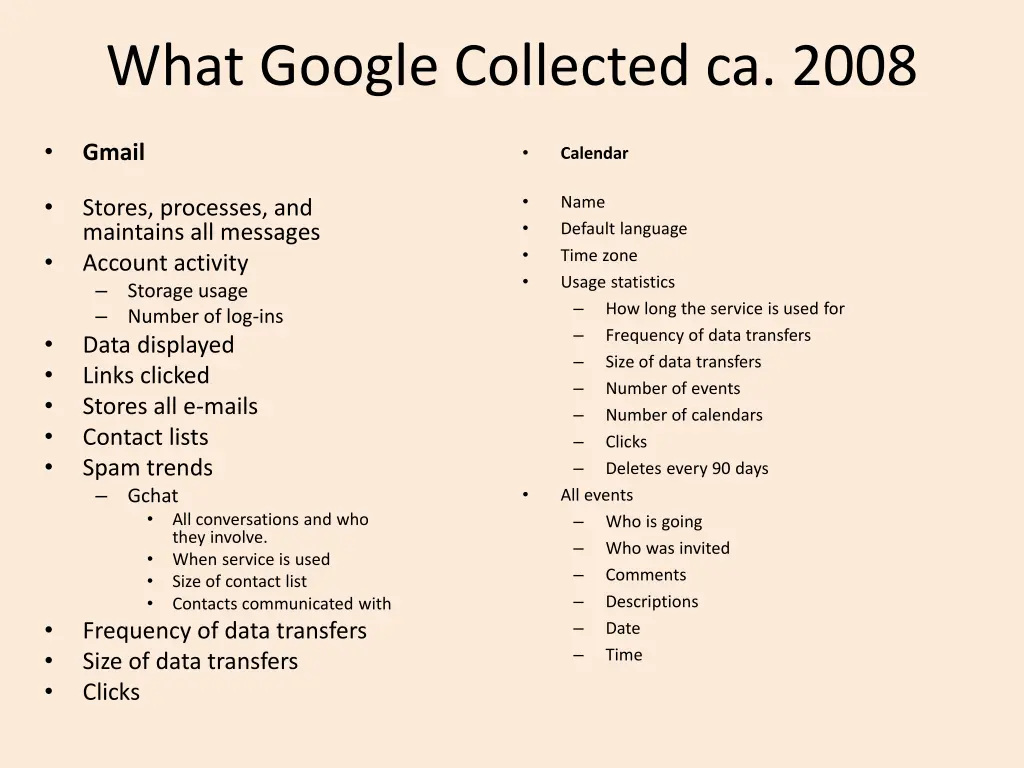 what google collected ca 2008 3