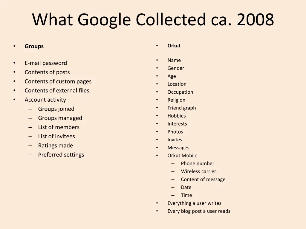 what google collected ca 2008 5