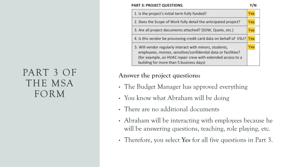 part 3 of the msa form