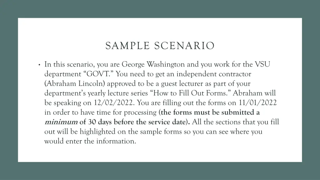 sample scenario