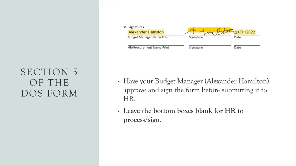 section 5 of the dos form