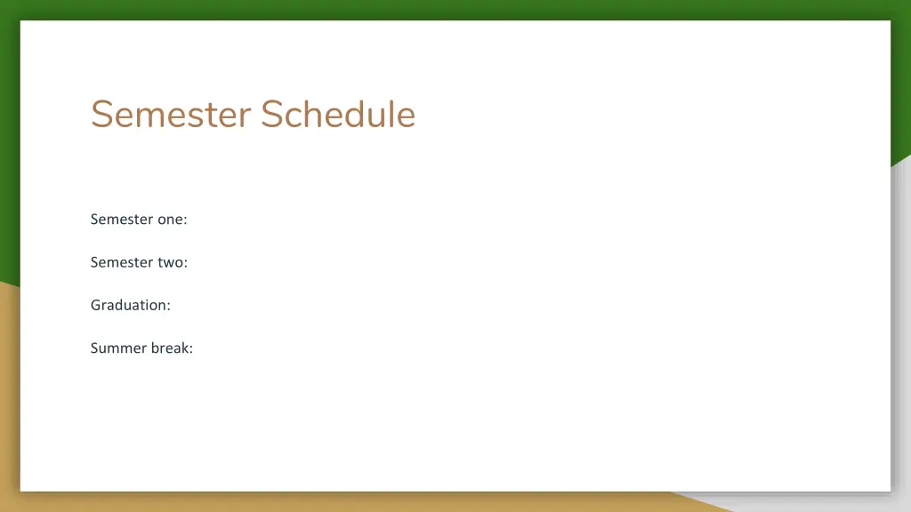 semester schedule