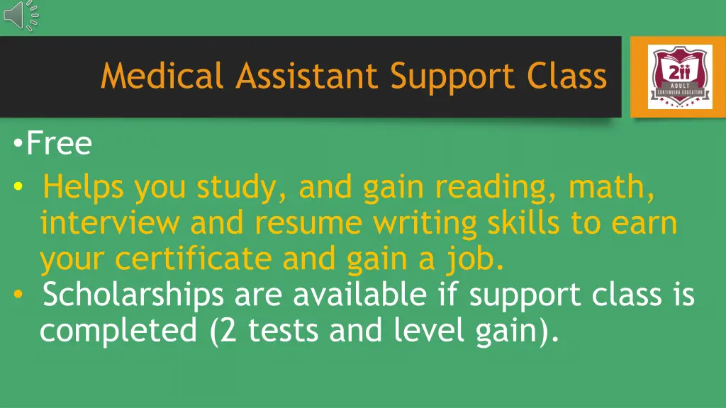 medical assistant support class 1