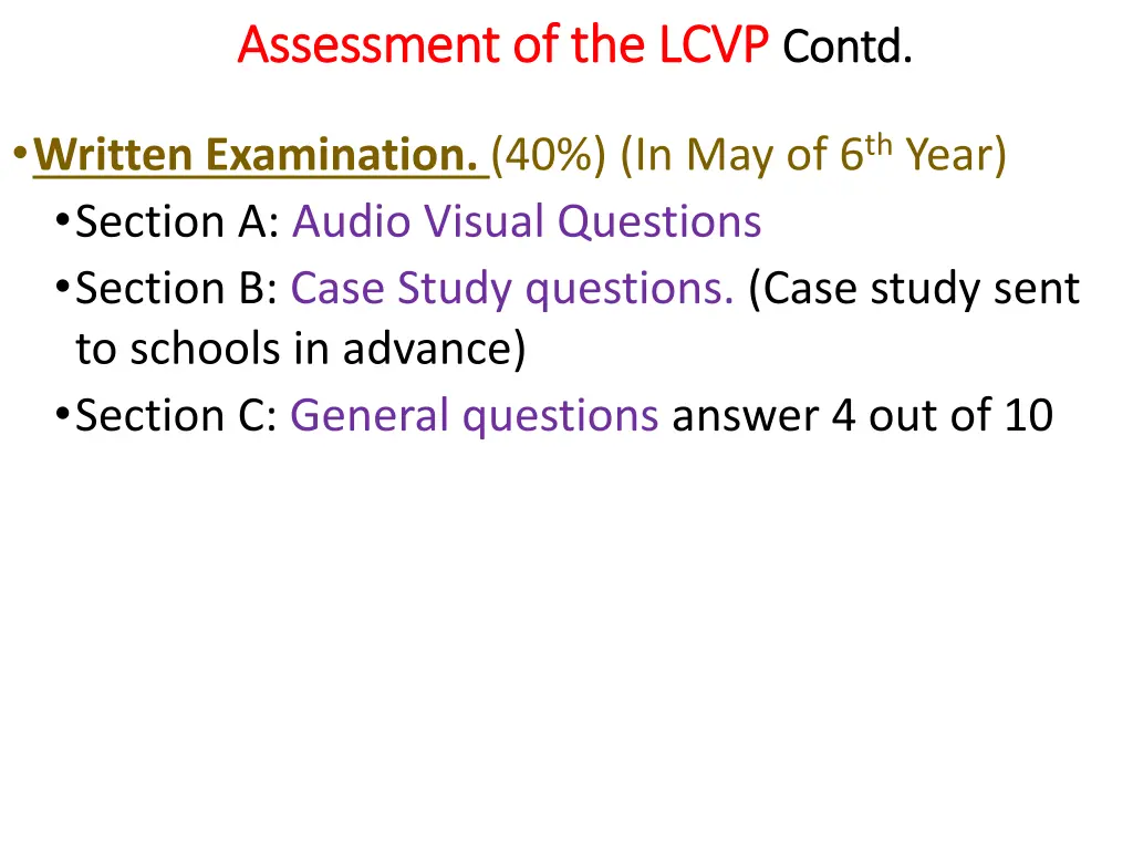 assessment of the lcvp assessment of the lcvp