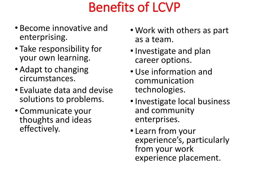 benefits of lcvp benefits of lcvp