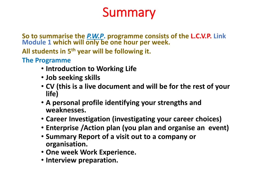 summary summary