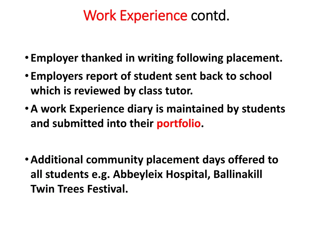 work work experience experience contd