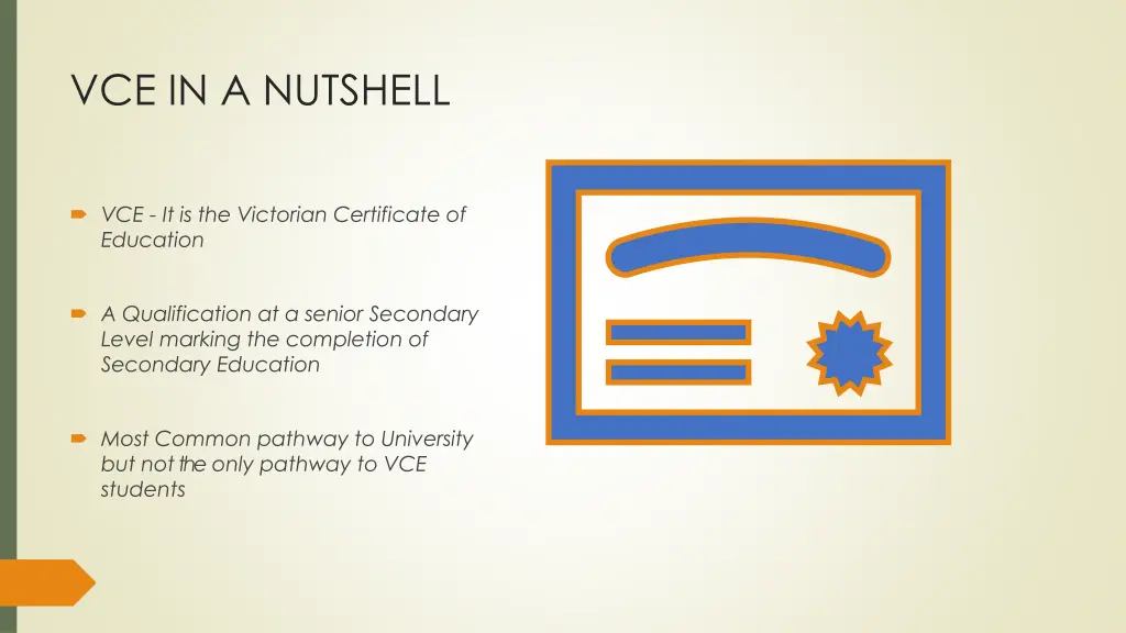 vce in a nutshell