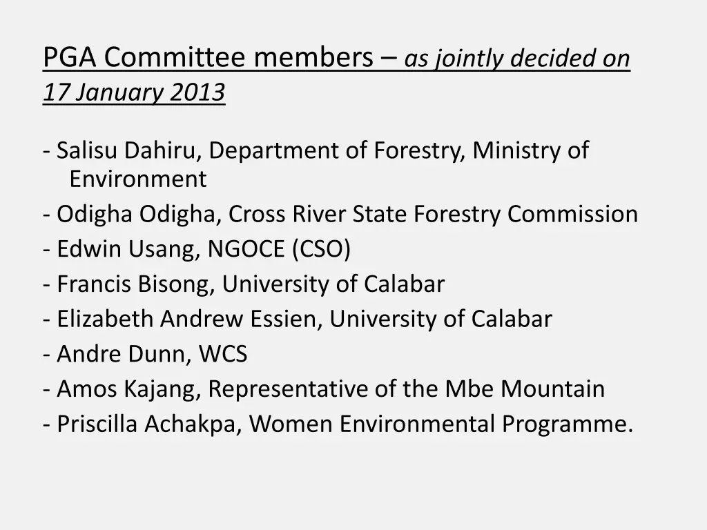pga committee members as jointly decided