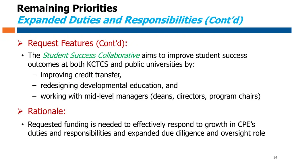 remaining priorities expanded duties 1