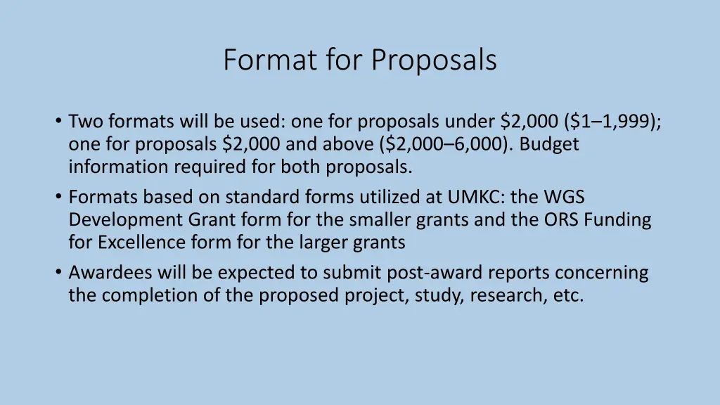 format for proposals