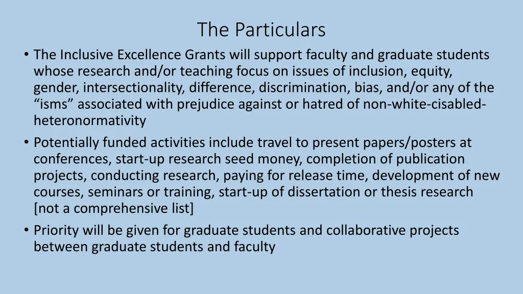 the particulars