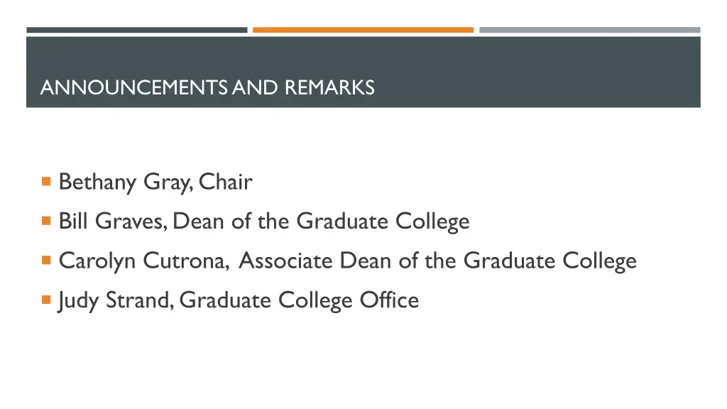 announcements and remarks