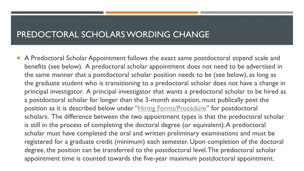 predoctoral scholars wording change