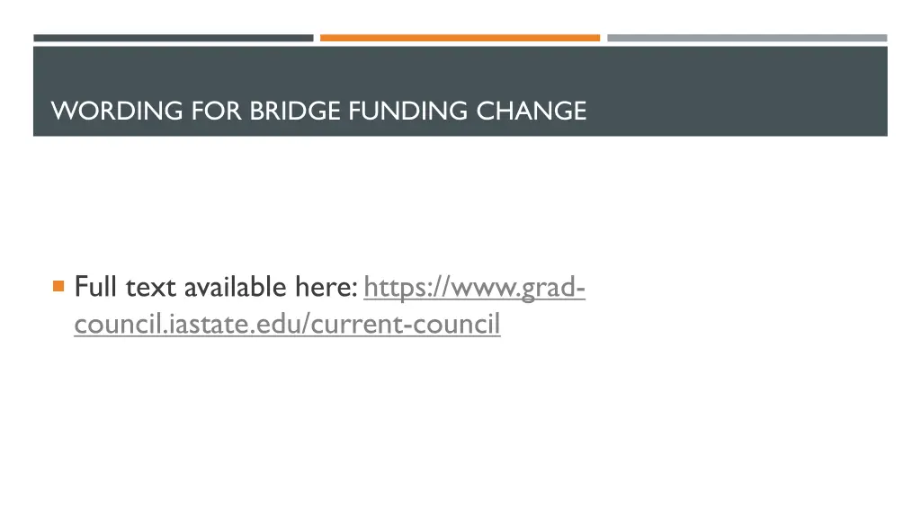 wording for bridge funding change