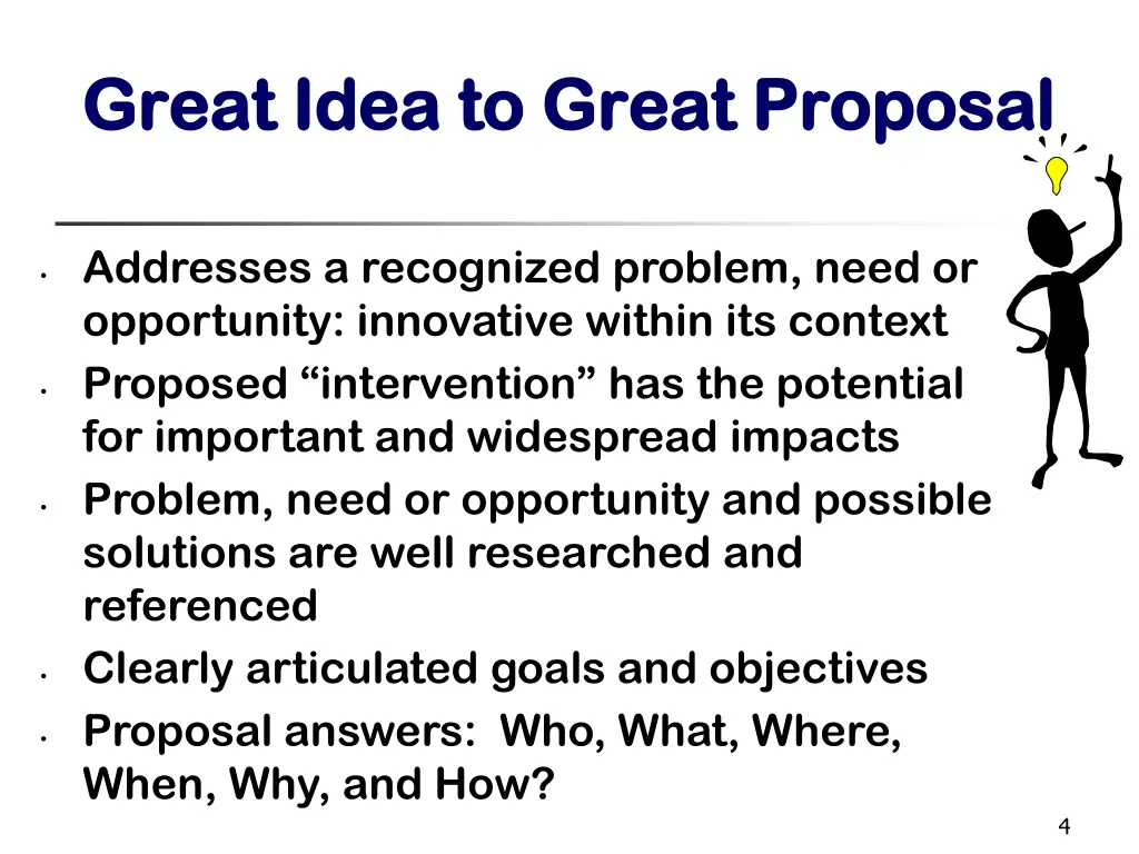 great idea to great proposal great idea to great