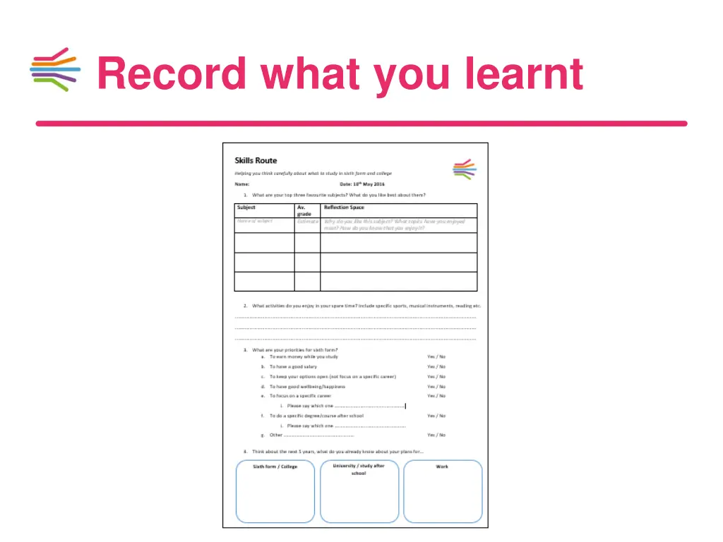 record what you learnt