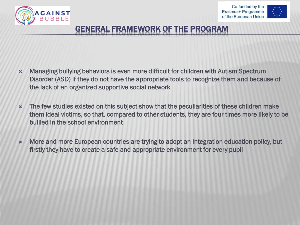 general framework of the program general 1