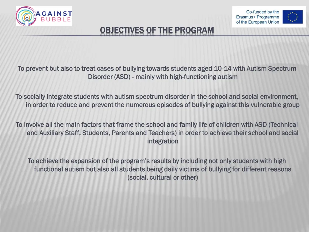 objectives of the program objectives