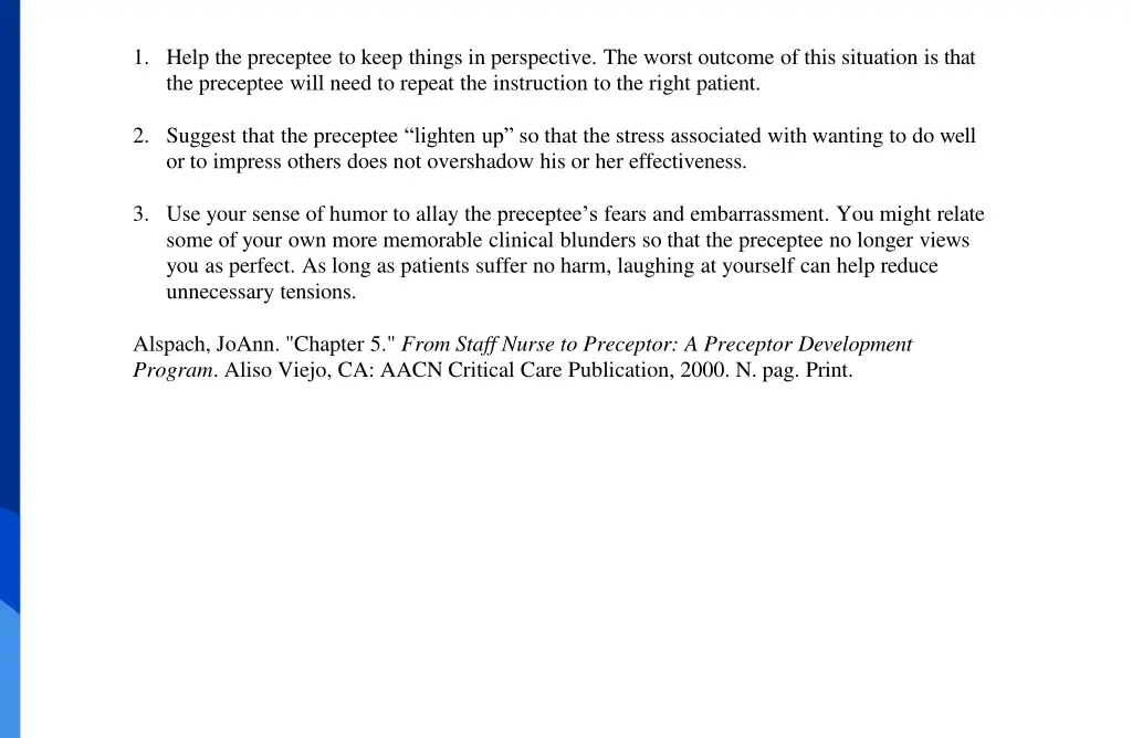 1 help the preceptee to keep things