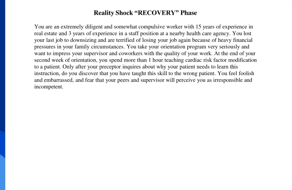 reality shock recovery phase