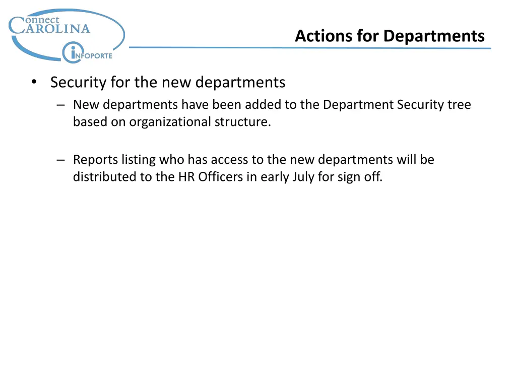 actions for departments