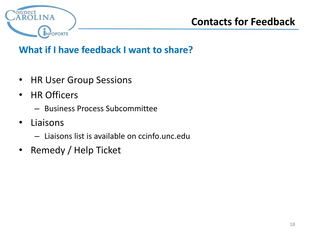 contacts for feedback