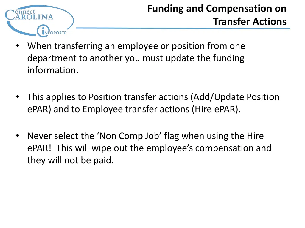 funding and compensation on transfer actions